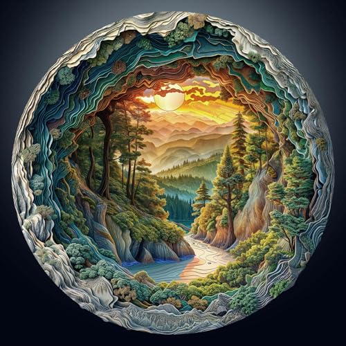 Klassische Puzzles, Rundes Puzzle 1000 Teile Erwachsene, 67 x 67 cm 3D Höhlenwald, Unregelmäßige Einzigartige Puzzles für Erwachsen, Schön Geschenk für Familie Freunde Klassische Puzzles, Rundes Puzzle 1000 Teile Erwachsene, 67 x 67 cm 3D Höhlenwald, Unregelmäßige Einzigartige Puzzles für Erwachsen, Schön Geschenk für Familie Freunde von CHARMIBLE
