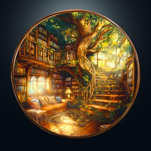 Puzzle 1000 Teile Erwachsene, Klassische Puzzles Runden, Baumhaus Buchhandlung, 67.5 x 67.5cm Jigsaw für Erwachsen, Blaue Papierkarte Unregelmäßige Einzigartige Puzzle für Familie Freunde Puzzle 1000 Teile Erwachsene, Klassische Puzzles Runden, Baumhaus Buchhandlung, 67.5 x 67.5cm Jigsaw für Erwachsen, Blaue Papierkarte Unregelmäßige Einzigartige Puzzle für Familie Freunde von CHARMIBLE