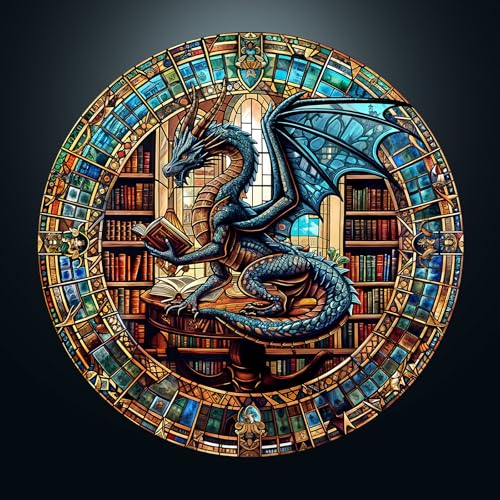 Puzzle 1000 Teile Erwachsene, Klassische Puzzles Runden, Bibliotheks Drache, 67.5 x 67.5cm Jigsaw für Erwachsen, Blaue Papierkarte Unregelmäßige Einzigartige 1000 Puzzle für Familie Freunde Puzzle 1000 Teile Erwachsene, Klassische Puzzles Runden, Bibliotheks Drache, 67.5 x 67.5cm Jigsaw für Erwachsen, Blaue Papierkarte Unregelmäßige Einzigartige 1000 Puzzle für Familie Freunde von CHARMIBLE
