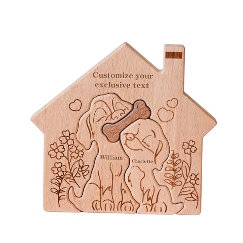 Personalisiertes Holzkunstpuzzle der Cartoon Hundfamilie mit 2 Namen, Holz-Hund Schnitzereien Familie Puzzle, Ideen Geschenk zum Jubiläum, Weihnachten, Geburtstag, Valentinstag Personalisiertes Holzkunstpuzzle der Cartoon Hundfamilie mit 2 Namen, Holz-Hund Schnitzereien Familie Puzzle, Ideen Geschenk zum Jubiläum, Weihnachten, Geburtstag, Valentinstag von CHARMIBLE
