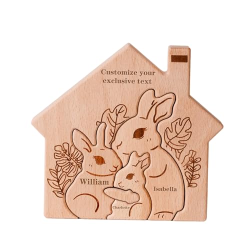 Personalisiertes Holzkunstpuzzle der Kaninchenfamilie mit 3 Namen, Holz-Kaninchen Schnitzereien Familie Puzzle, Ideen Geschenk zum Muttertag, Vatertag, Jubiläum, Weihnachten, Geburtstag Personalisiertes Holzkunstpuzzle der Kaninchenfamilie mit 3 Namen, Holz-Kaninchen Schnitzereien Familie Puzzle, Ideen Geschenk zum Muttertag, Vatertag, Jubiläum, Weihnachten, Geburtstag von CHARMIBLE