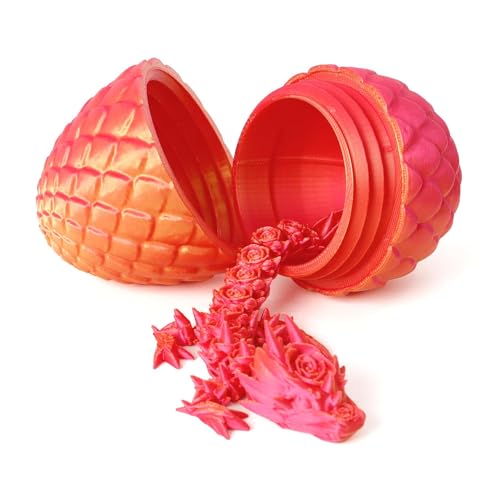 3D-Druck Dracheneier Rose Drachen Set Spielzeug Edelstein Drachen Ornament Handpuppe Geschenk Dekoration kreativ Trend Spielzeug (Laser Rot) von CHARMMYFASHION