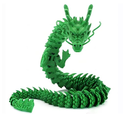 CHARMMYFASHION 45CM 3D Drachen Figur Spielzeug 3D Gedrucktes Drachenspielzeug 3D Gedruckter Drache Flexibles Bewegliches Drachenspielzeug Zum Stressabbau 3D Gedruckter (30CM Grün) von CHARMMYFASHION