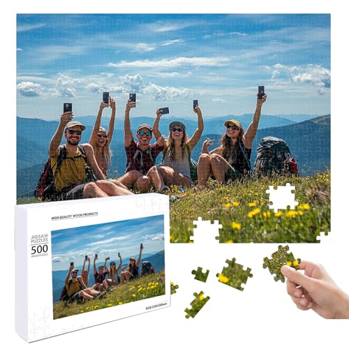 CHARMMYFASHION Personalized Photo Jigsaw,Personalisiertes Foto Puzzle, 50,300,500,1000,1500 Teile, Personalisiertes Puzzle Individuelles Holzpuzzle mit eigenem Bild (1000 Stück) von CHARMMYFASHION