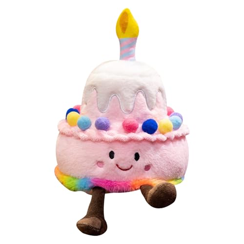 CHARMMYFASHION Singender Plüschkuchen Singender Geburtstagskuchen Zum Ersten Geburtstag 25 cm Musikalisches Musikalisches Plüschtier Kuchenförmige Puppe Mit Plüschtier-Singkissen (Regenbogen) von CHARMMYFASHION