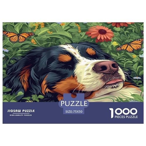 Bernese Mountain Hund 1000 Teile, Impossible Puzzle,GesKükenlichkeitsspiel Für Die Ganze Familie, Erwachsenenpuzzle Ab 14 Jahren Puzzel 1000pcs (75x50cm) von CHCAIOVO