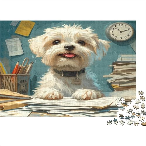 Maltese Hund 1000 Teile,Impossible Puzzle,GesKükenlichkeitsspiel Für Die Ganze Familie, Erwachsenen Puzzlespiel Puzzel 1000pcs (75x50cm) von CHCAIOVO