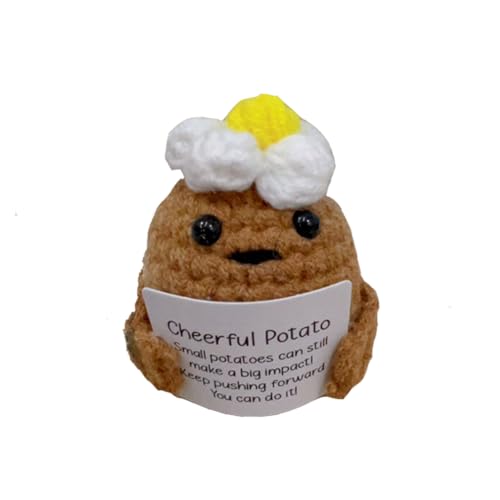 6cm Positive Potato,Cute Wool Knitting Doll with Positive Card,Kreative Positive Kartoffel Puppe Geschenke,Strickwolle Puppe,Lustige Geschenk für Familie Freund von CHENGLI