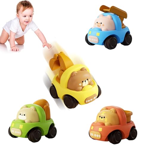 CHENKEE 4 Stück Spielzeugauto Set, Baby Auto Spielzeug ab 1 Jahr Junge, Niedlich Kinder Spielzeugauto, Trägheits-Spielzeugauto für Kleinkinder 10 12 18 Monate, Geschenk für Kinder ab 1 2 3 Jahr von CHENKEE