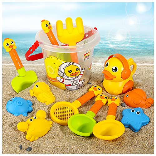 Strand Sandspielzeug Set, 14 Stück Sandkasten Spielzeug Set mit Sand Förmchen, Eimer, Schaufeln, Gießkanne Sandspielzeug Set für Kinder,Sandspielzeug ab 1 Jahr von CHENKEE