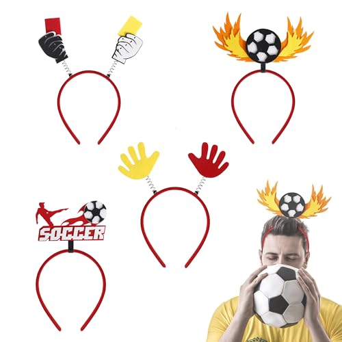 CHENNAN 4 Stück Fußball-Stirnband Dekorationen Kopfschmuck Fussball Generic Feiertags-Stirnbänder Requisite Kopfbedeckung Fußball Fan Stirnband Sportwettkampf-Jubel-Requisiten für Fußballfans (Rosa) von CHENNAN