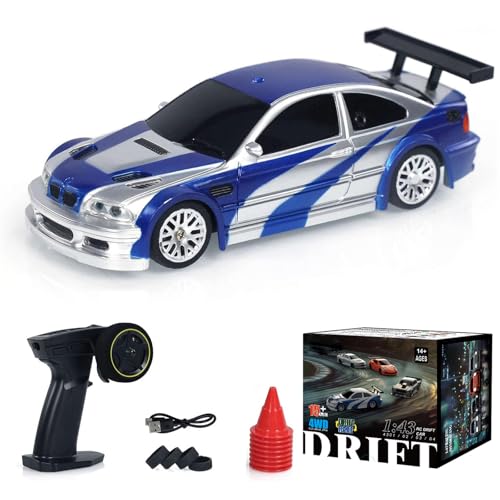 1/43 Scale RC Drift Race Car Gyro 4WD Ready to Go Mini Remote Control Car High Speed Model, Drift Ferngesteuertes Auto, RC Drift Car, 4WD Fernbedienung Rennwagen für Erwachsene und Kinder (A) von CHENRI