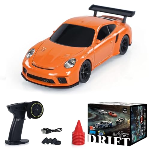 1/43 Scale RC Drift Race Car Gyro 4WD Ready to Go Mini Remote Control Car High Speed Model, Drift Ferngesteuertes Auto, RC Drift Car, 4WD Fernbedienung Rennwagen für Erwachsene und Kinder (B) von CHENRI