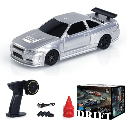 1/43 Scale RC Drift Race Car Gyro 4WD Ready to Go Mini Remote Control Car High Speed Model, Drift Ferngesteuertes Auto, RC Drift Car, 4WD Fernbedienung Rennwagen für Erwachsene und Kinder (C) von CHENRI