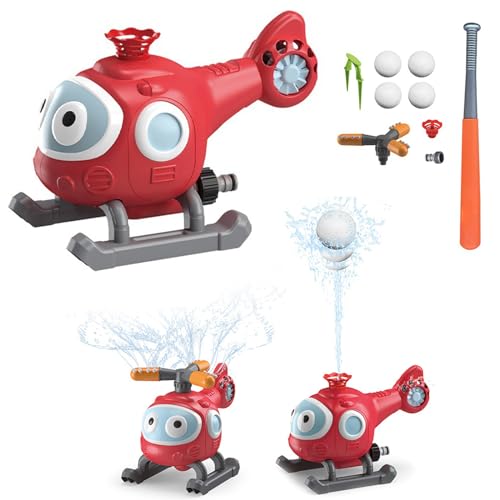 2-in-1-Wassersprinkler, Splash-Baseball-Helikopter, Wasserspielzeug Kinder Outdoor Spielzeug mit 360° Rotierende Spritzer, Wassersprinkler Kinder, Rasensprenger Kinder, Sommer Geschenk für Kinder (A) von CHENRI