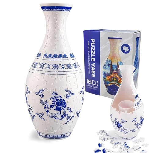 3D Puzzle Vase, 3D Kunst Puzzle Vase, 160 Stück Puzzle Blumenvase DIY Einzigartige Blumenvase, 3D Puzzles für Erwachsene, 3D Puzzle Vase für Blumen und Heimdekoration (Blume) von CHENRI