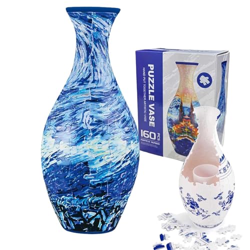 3D Puzzle Vase, 3D Kunst Puzzle Vase, 160 Stück Puzzle Blumenvase DIY Einzigartige Blumenvase, 3D Puzzles für Erwachsene, 3D Puzzle Vase für Blumen und Heimdekoration (Wellen) von CHENRI