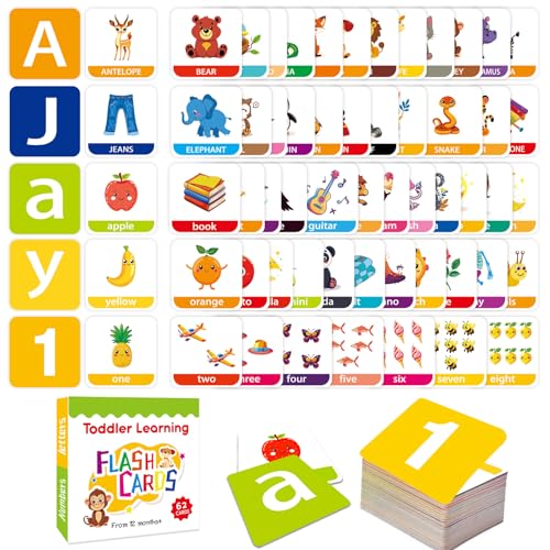 Alphabet Flash Cards Learn Letter Flash Cards, Alphabet Lernkarten, 60 doppelseitige Lernkarten Lernen Flash Karten, Alphabet-Memoryspiel, Farben, Formen und Zahlen Lernkarten für Kinder (B, 1) von CHENRI