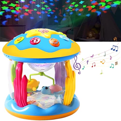 Baby Musical Learning Toys, Baby Spielzeug, Drehender Projektor Babyspielzeug, Ozean Rotierende Musikspielzeug Spielzeug, Interaktives Kinderspielzeug mit Licht & Musik, Lernspielzeug für Kinder (B) von CHENRI