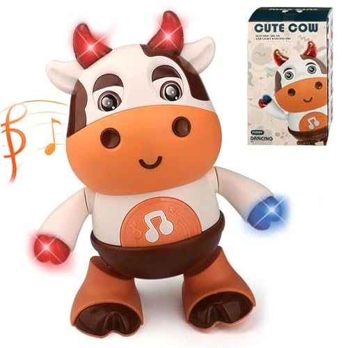 BoogieCow Light up Dancing Cow for Active Fun, Leuchtende tanzende Kuh, Musikspielzeug Baby Spielzeug, Singendes tanzendes Musik Kinderspielzeug mit Licht & Musik, Interaktives Spielzeug für Kinder von CHENRI