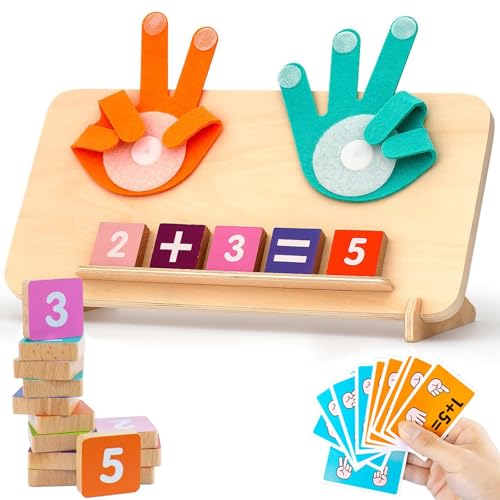 CHENRI 1 Set Finger Counting Math Montessori Toys, Fingerzählen Mathe Montessori Spielzeug, Holz Mathe Spielzeug, Zahlen Lernen, Fingerzähl-Mathespielzeug, Pädagogisches Vorschule Spiele für Kinder von CHENRI