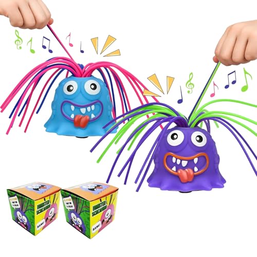 CHENRI 2 Stück Hair Pulling Monster Toy, Fun Hair Pulling Fidget Screaming Monster Toys, Haare ziehen Sound Spielzeug, Lustige Haare Ziehen Fidget Schreien Monster Spielzeug Geschenk für Kinder (A) von CHENRI