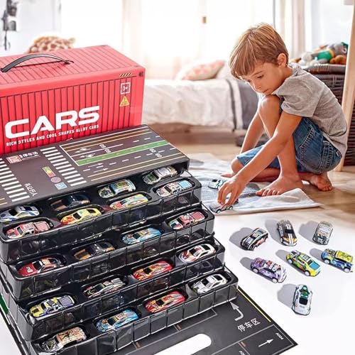 CHENRI 48 Alloy Racing Car Toys - Pull Back Race Cars Toy Set, Zurückziehen Spielzeugautos Kleine Autos Spielzeug, Mini Auto Set Rennauto Spielzeugauto, Metall Auto Spielzeug für Kinder (Rot) von CHENRI