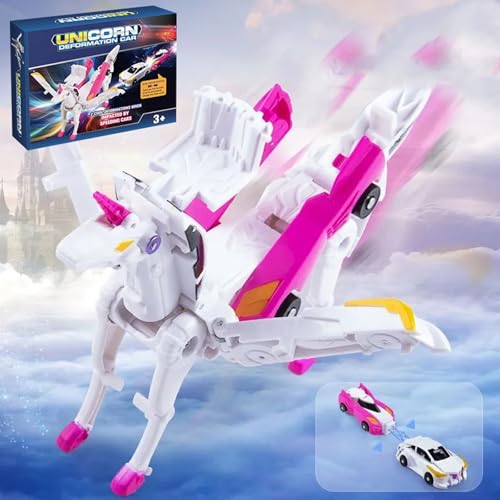 CHENRI Collision to Magical Unicorns, Transforming Car Robot Toys, Transforming Auto Roboter Spielzeug, Einhorn Transform Auto Transforming Spielzeug, Einhorn Roboter Geschenk für Kinder (Rosa) von CHENRI