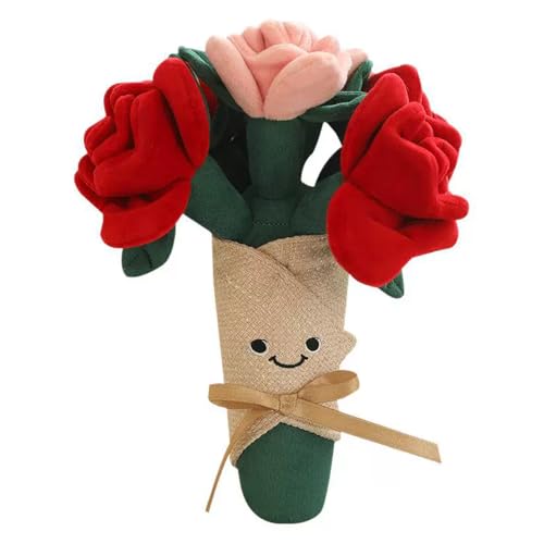 CHENRI Cute Flower Bouquet Doll, Niedliche Blumenstrauß Puppe, Tulpenblumen-Plüschtier, Plüsch Blume Plüschtier, Valentinstag Plüschtier mit Blumen, Blume Plüschtier Geschenke für Sie (Rot) von CHENRI