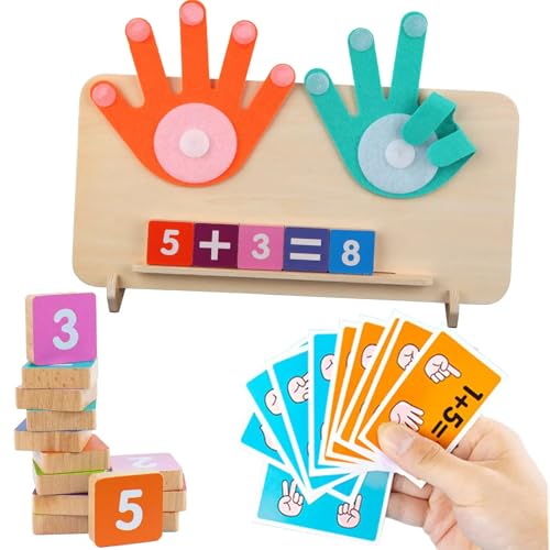 CHENRI Educational Math Manipulatives, Montessori Spielzeug Mathematik Zahlen Lernen Holzspielzeug für Kinder, Finger Zahl und Zählung Motorikspielzeug, Vorschul-Lernspielzeug für Jungen Mädchen von CHENRI