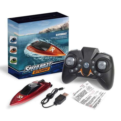 CHENRI Mini RC Boat Electric Speedboat, Ferngesteuertes RC Boot, 2,4 GHz Rennboote für Pools und Seen, Hochgeschwindigkeits Mini Ferngesteuertes Boot Pool Spielzeug für Kinder, Erwachsene (Rot) von CHENRI