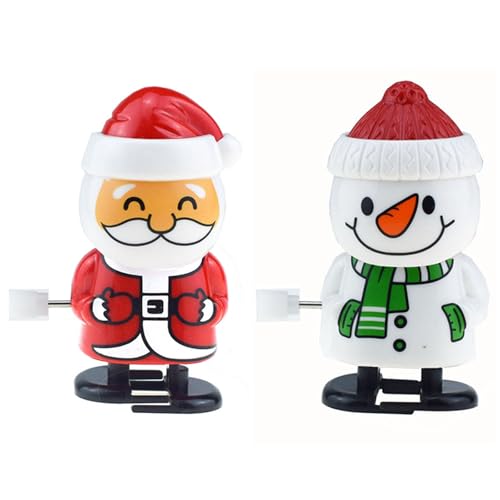 CHENRI Mini Weihnachtsspringendes Spielzeug, Weihnachten Aufziehspielzeug, Wind up Spielzeug, Aufziehspielzeug Weihnachten Spielzeug Kinder, Weihnachtsmann Schneemann Geschenk für Jungen Mädchen (A) von CHENRI