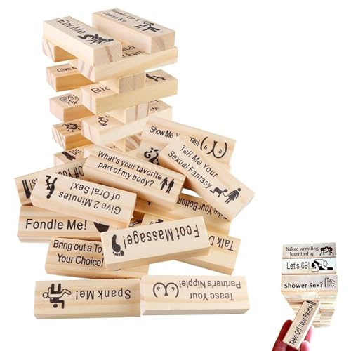 Couple Game Blocks, Paar Spiel Blöcke, Lustiges Stapelspiel für Paare, Liebe Stapelturm Holz Blöcke Lustige Paar Spiel, Balance Spielzeug Tower Game, Date-Ideen Paare Spiele für Erwachsene von CHENRI