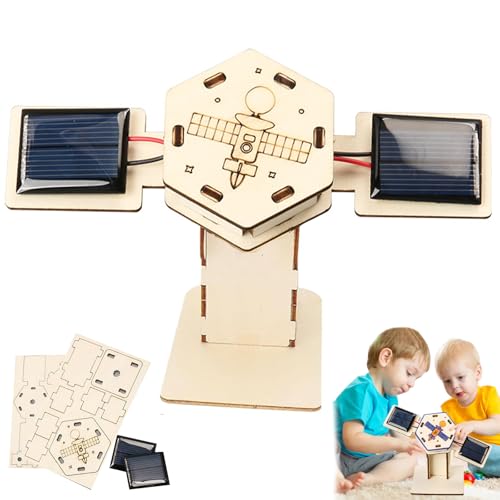 Creative Artificial Satellite Space Models, Kreative künstliche Satelliten-Weltraummodelle, Solar 3D Puzzle Holzpuzzle, 360° Rotierender Satellit DIY Konstruktion Spielzeug Geschenk für Kinder (A) von CHENRI