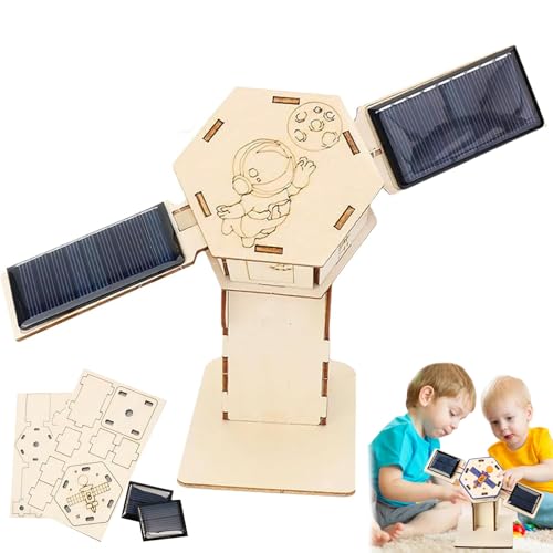 Creative Artificial Satellite Space Models, Kreative künstliche Satelliten-Weltraummodelle, Solar 3D Puzzle Holzpuzzle, 360° Rotierender Satellit DIY Konstruktion Spielzeug Geschenk für Kinder (B) von CHENRI