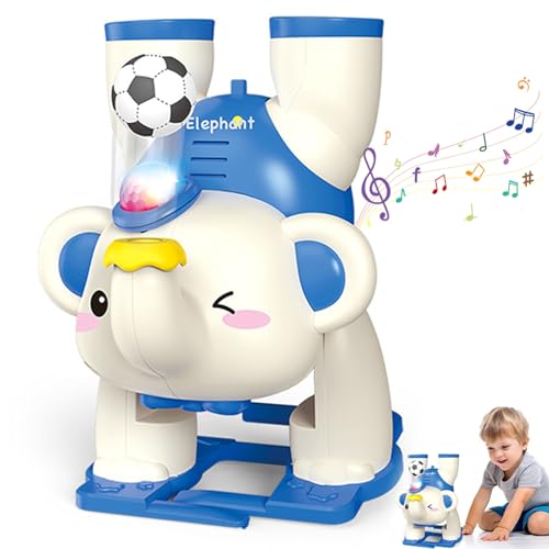 Elephant Toy with Floating Ball, Musikspielzeug Baby Spielzeug, Kriechendes und Singendes Elefant Spielzeug mit LED-Licht und Musik, Leuchtender Elefant Spielzeug Geschenk für Jungen Mädchen (Blau) von CHENRI