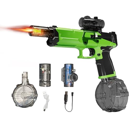 Flame Light Fully Automatic Water Gun, Vollautomatische Wasserpistole mit Flammenlicht, Elektrische Wasserpistole mit Wiederaufladbare Batterie, Wasserspielzeug für Erwachsene Kinder (Grün) von CHENRI