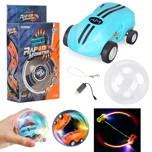 FlashSpin Mini Racer, Monster Truck Spielzeug, leuchtende Autos, 360° Drehung Mini Spielzeugautos, Stuntauto mit LED Licht, Hochgeschwindigkeit Auto Spielzeug Geschenk für Kinder Weihnachten (Blau) von CHENRI