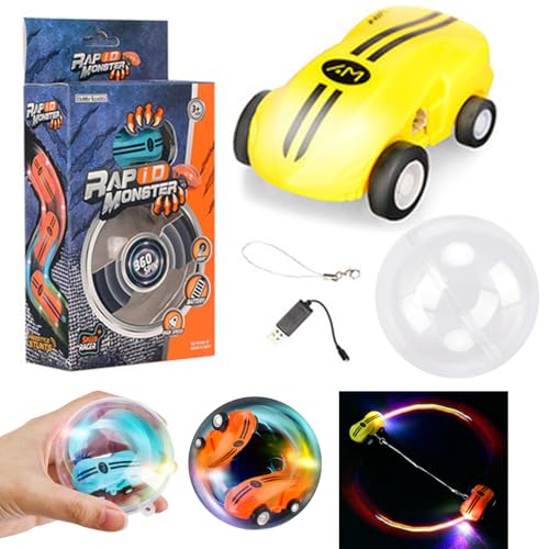 FlashSpin Mini Racer, Monster Truck Spielzeug, leuchtende Autos, 360° Drehung Mini Spielzeugautos, Stuntauto mit LED Licht, Hochgeschwindigkeit Auto Spielzeug Geschenk für Kinder Weihnachten (Gelb) von CHENRI