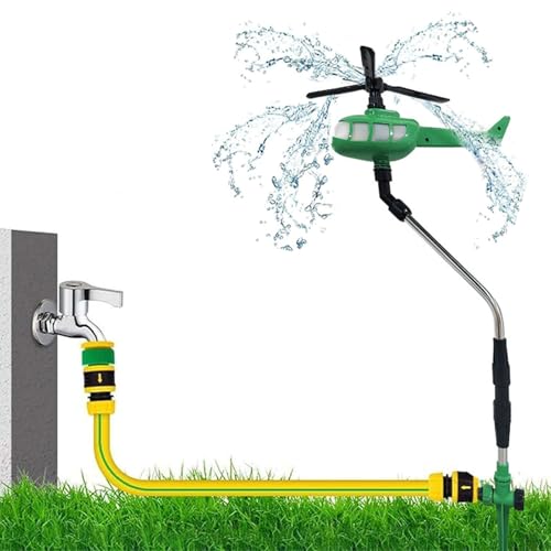 Helisoaker Rotating Helicopter Sprinkler, Helikopter-Rasensprenger, Wassersprinkler Kinder Wasserspielzeug Outdoor, Automatische 360 Grad Drehbarer Sprinkler Wasserspiel für Gartenschlauch von CHENRI