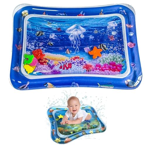 Inflatable Water Mat for Babies, 65x50cm Wassermatte Baby Spielzeug, Extra große Baby Bauch-Zeit Wasserspielmatte, Aufblasbare Bauchzeit Matte, Sommer Badespielzeug Geschenk für Kinder (A) von CHENRI