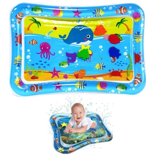 Inflatable Water Mat for Babies, 65x50cm Wassermatte Baby Spielzeug, Extra große Baby Bauch-Zeit Wasserspielmatte, Aufblasbare Bauchzeit Matte, Sommer Badespielzeug Geschenk für Kinder (D) von CHENRI