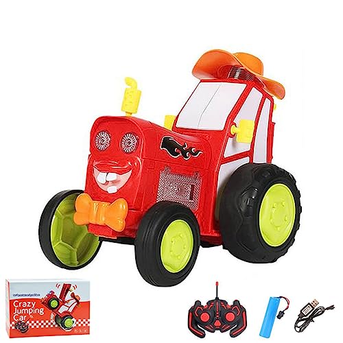 Jumping Stunt Car Toys, Verrücktes springendes Auto, 360° rotierendes wiederaufladbares ferngesteuertes verrücktes Auto, Stunt Spielzeugautos mit Musik & Licht, Ferngesteuertes Auto für Kinder (Rot) von CHENRI