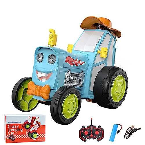 Jumping Stunt Car Toys, Verrücktes springendes Auto, 360° rotierendes wiederaufladbares ferngesteuertes verrücktes Auto, Stunt Spielzeugautos mit Musik & Licht, Ferngesteuertes Auto für Kinder (Blau) von CHENRI