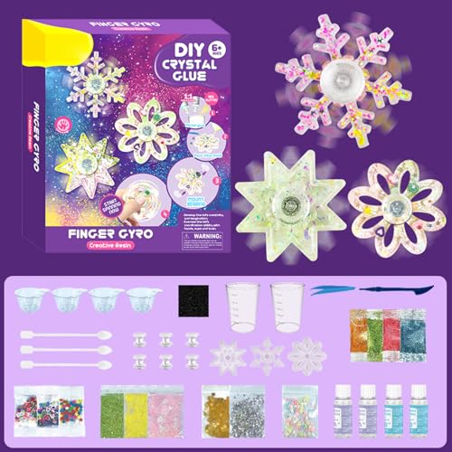 Kid DIY Crystal Glue Fidget Spinner Set, DIY Fidget Spielzeug, Lustige Fidget Spinner für Kinder, DIY Shaker Schlüsselanhänger Resin Shaker Mold, Pädagogisches Spielzeug für Jungen Mädchen (A) von CHENRI