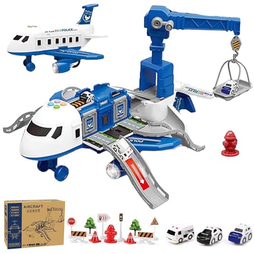 Kiddycorner Megaplane, Megaplane Toy, Transport Flugzeug Spielzeug, Transporter Spielzeug mit Musik & Lichter, Transport Flugzeug mit Auto Spielzeug, families Spielzeug für Jungen Mädchen (Blau) von CHENRI