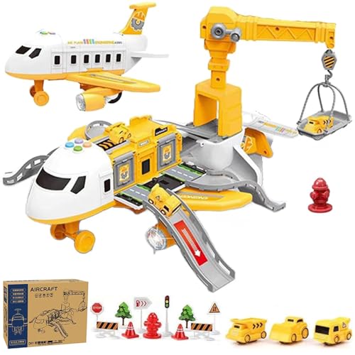 Kiddycorner Megaplane, Megaplane Toy, Transport Flugzeug Spielzeug, Transporter Spielzeug mit Musik & Lichter, Transport Flugzeug mit Auto Spielzeug, families Spielzeug für Jungen Mädchen (Gelb) von CHENRI