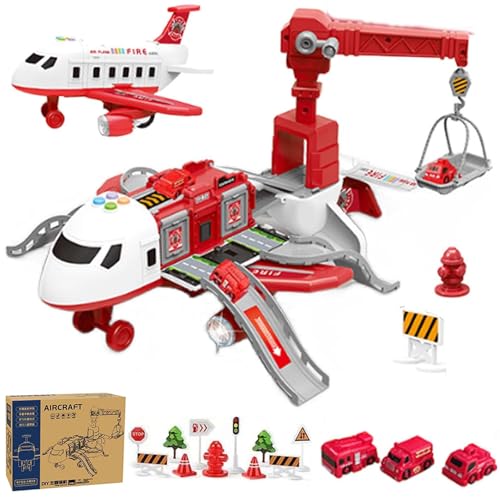 Kiddycorner Megaplane, Megaplane Toy, Transport Flugzeug Spielzeug, Transporter Spielzeug mit Musik & Lichter, Transport Flugzeug mit Auto Spielzeug, families Spielzeug für Jungen Mädchen (Rot) von CHENRI