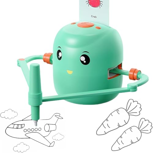 Kids Robot Interactive Educational Drawing Robot for Kids, Interaktiver pädagogischer Zeichenroboter, Montessori Lernspielzeug mit 100 Karten & Sprachinteraktion, Roboter Spielzeug für Kinder (Grün) von CHENRI