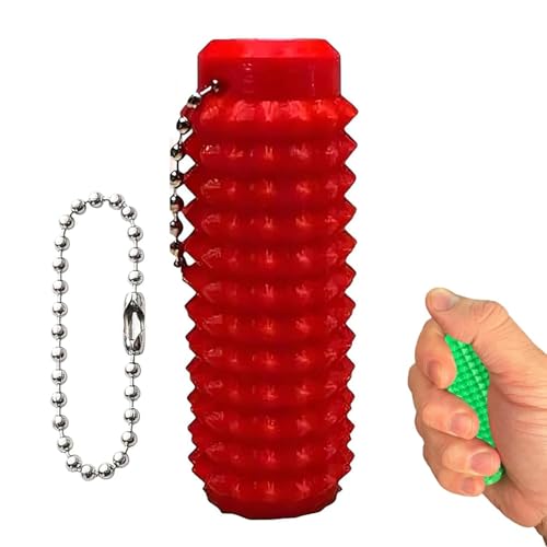 Little Ouchies Fidget, Pocket Mini Fidget Toy, Spiky Grippie Stim Schlüsselanhänger, Sensorisches Fidget Spielzeug, Anti Stress Spielzeug für Kinder und Erwachsene (Rot) von CHENRI